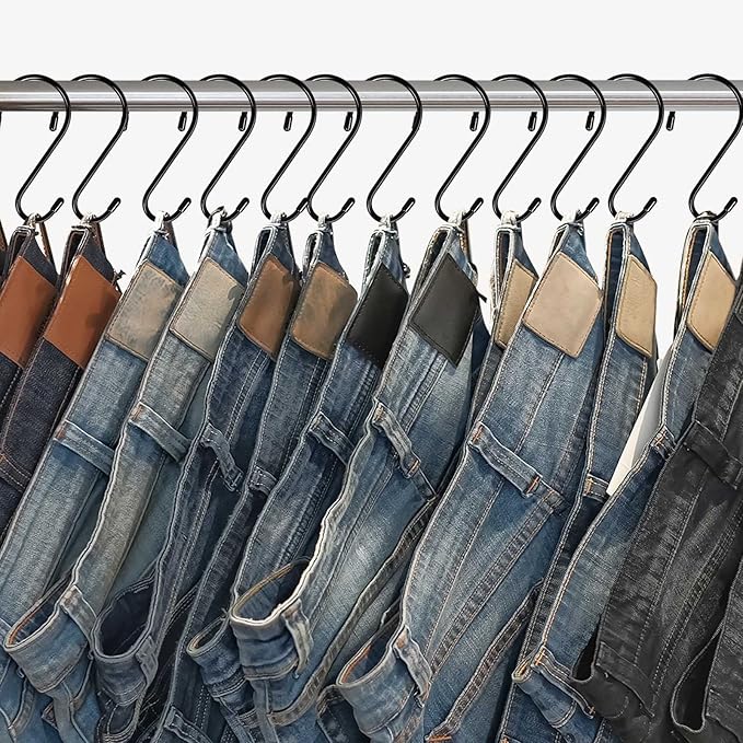 DINGEE 6 Inch 24 Pack Large S Hooks for Hanging Plants, Vinyl Coated Heavy Duty S Hooks for Hanging Non-Slip S Hanger Hooks, Steel Metal with Rubber Stopper, Closet Hooks, Clothes, Jeans, Pot Pan, Garden
