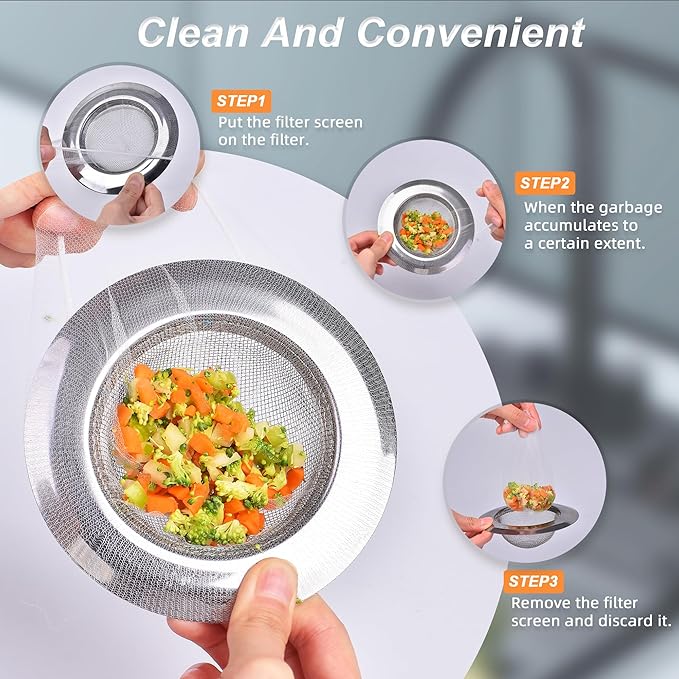 300 PCS Disposable Mesh Sink Strainer Bags, Ultra-Fine Elastic Drain Covers for Kitchen Sink, Catches Sourdough & Coffee Grounds, Anti-Clogging Kitchen Must-Haves (4 inch)