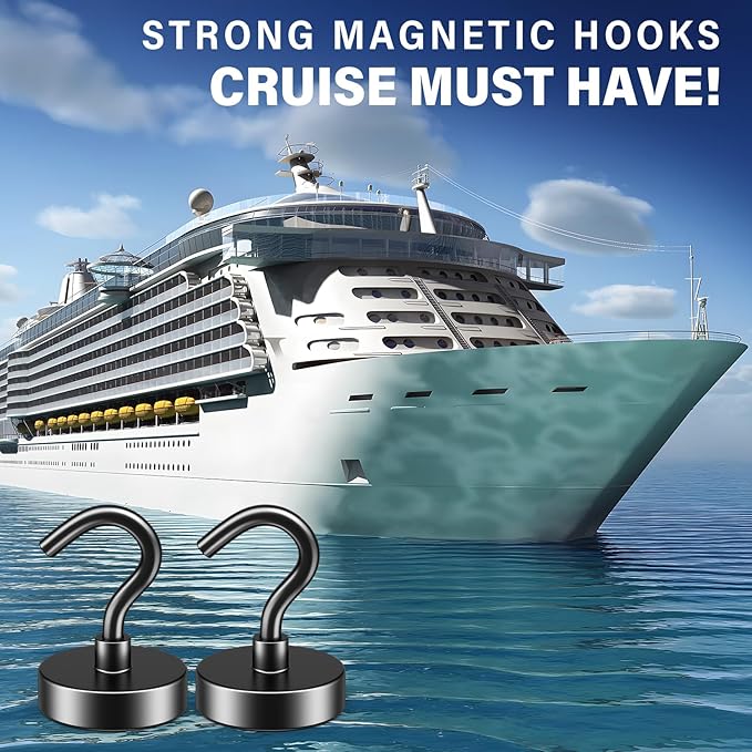FINDMAG Black Magnetic Hooks, 50lbs Magnet Hooks for Hanging, Magnetic Key Holder for Fridge, Magnets for Classroom, Grill, Camper Accessories, Beach Vacation Essentials, Office Supplies, 10 Pack