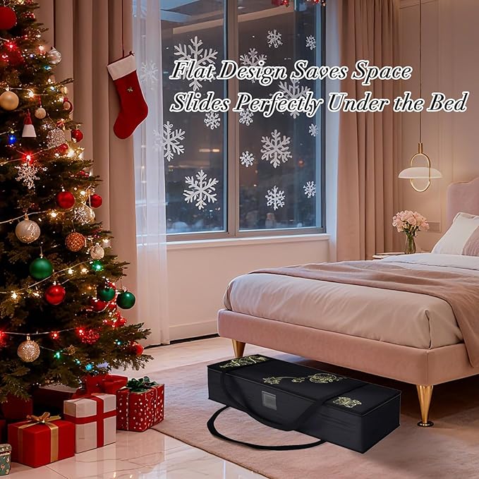 Safana Wrapping Paper Organizer Storage Bag, 42" Durable 600d Oxford Christmas Gift Wrapping Organizer Box Under Bed Containers for Decorations Paper Rolls, Ribbons, Balls, Bows (Golden Snowman)