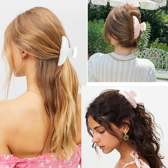 2 Pack Hair Claw Clips Women Large Tortoise Hair Clip French Design Barrettes Celluloid Leopard Print Accessories Jaw Clips for Thick Hair