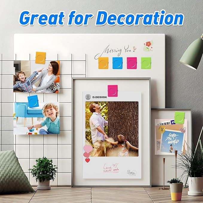 VNDUEEY 24 Pcs Strong Magnetic Clips, Fridge Magnets Metal Clips, Whiteboard Magnets Refrigerator Magnets, Assorted Colors Heavy Duty Clip Magnets for Photo Display, Home, Office, Classroom