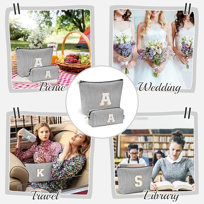 YOOLIFE Stocking Stuffers For Teen Girls Christmas Gifts For Teenage Girls Initial Makeup Bag | Cosmetic Travel Toiletry Bag | 9 10 11 12 13 14 15 Years Old | Teen Girl Gifts Trendy Stuff Black K