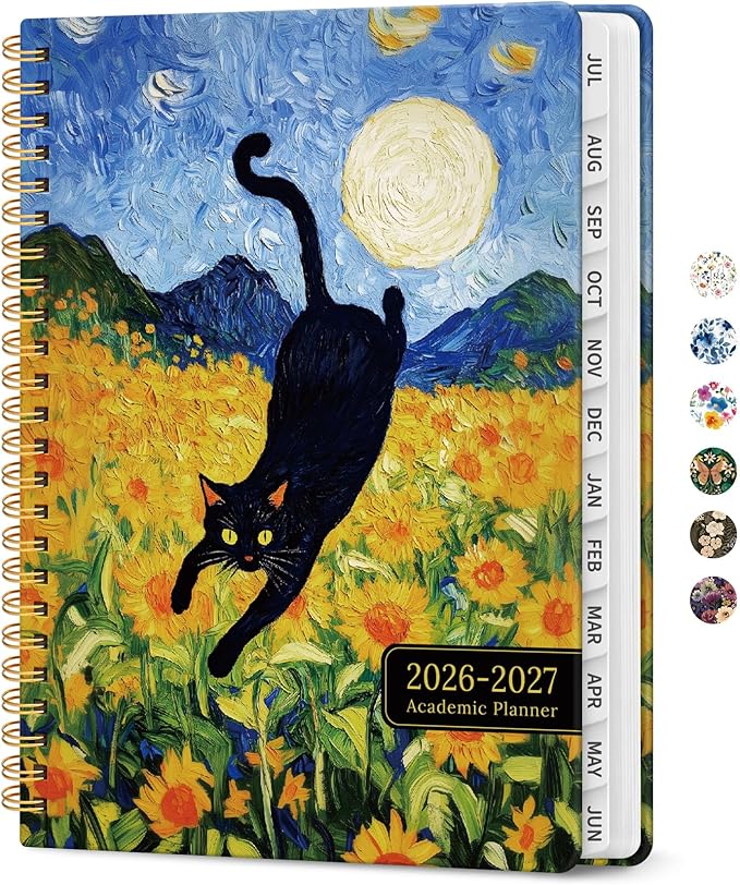 Planner 2026-2027, Academic Year Monthly and Weekly Calendar Planner, Jul 2026 - Jun 2027, Hardcover Teacher Student Planning Agenda book with Tabs, Perfect for School Office Supplies, 6.3" x 8.5" - Midnight Stroll