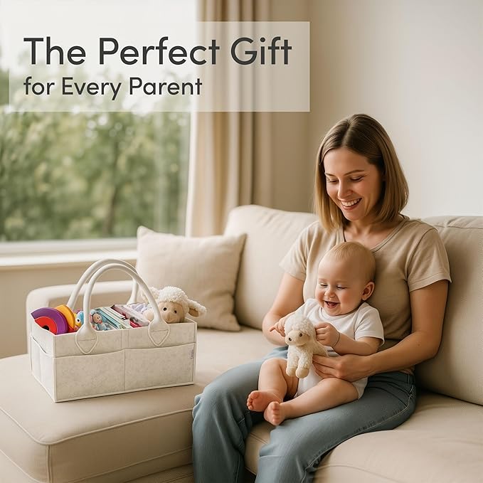 PUTSKA Baby Diaper Caddy Organizer - Nursery Storage Basket for Diaper Station, Baby Basket Shower Gift List and Registry Must-Have, Newborn Essentials, Nursery Decor for Boy or Girl-White,Extra Large