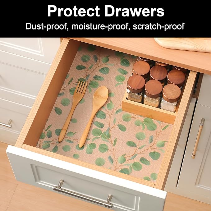 Cooyes Shelf Liners for Kitchen Cabinets Refrigerator Liners Waterproof & Oil-Proof Kitchen Cupboard Liner Drawer Mats EVA Material Non Adhesive Fridge Liner for Shelves（11.8" W x 236" L）