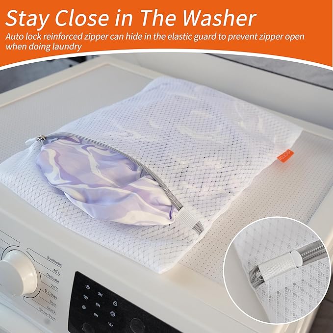 Polecasa 3Pcs Extra Durable 125g Diamond Mesh Laundry Bags with Sturdy Zipper for Delicates, Bras, Baby Clothes, Laundry Room Essentials for College, Dorm (1 Large, 1 Medium, 1 Small)