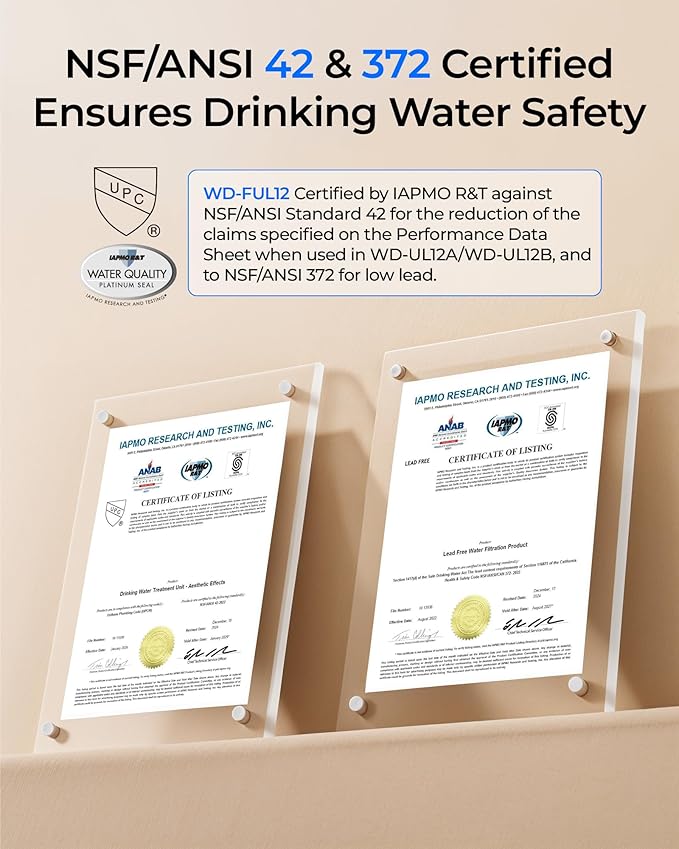 Waterdrop FUL12 Water Filter Replacement for Waterdrop 10UA PRO/10UB PRO/UL12A/UL12B Under Sink Water Filter, Reduces PFAS, PFOA/PFOS, Lead, Chlorine, Bad Taste & Odor (NOT Replacement for 10UA/10UB)