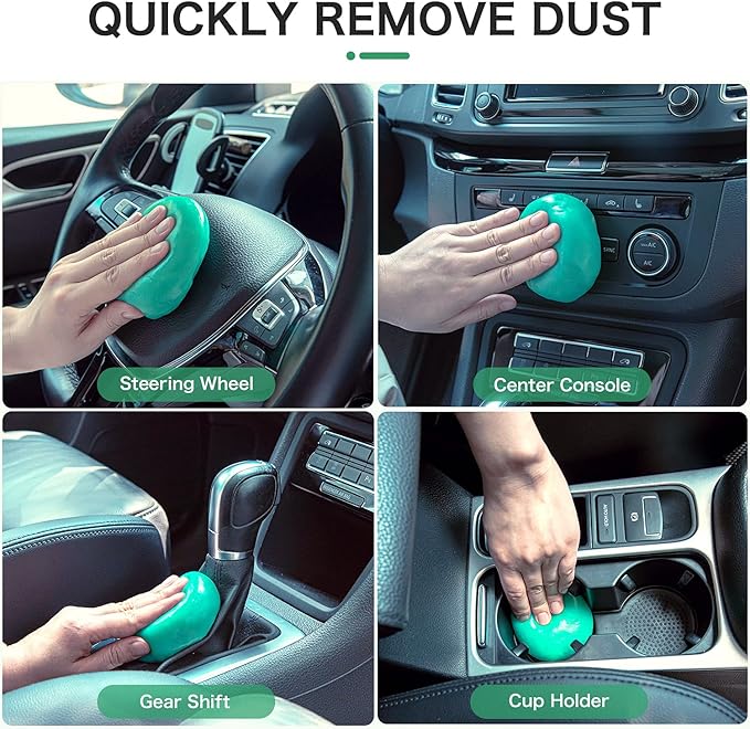 TICARVE 2Pack Cleaning Gel for Car Detailing Vent Cleaner Cleaning Putty Gel Auto Detail Tools Car Interior Cleaner Cleaning Mud for Cars and Keyboard Cleaner Cleaning Slime Green (320g/11.2oz)