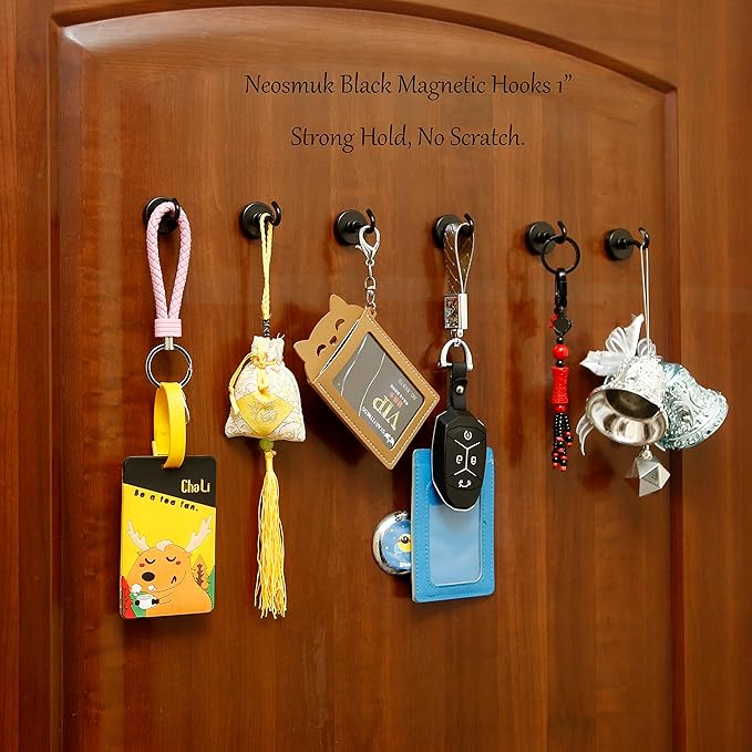 Neosmuk Magnetic Hooks, Cruise Ship Essentials, 26 lb, Black