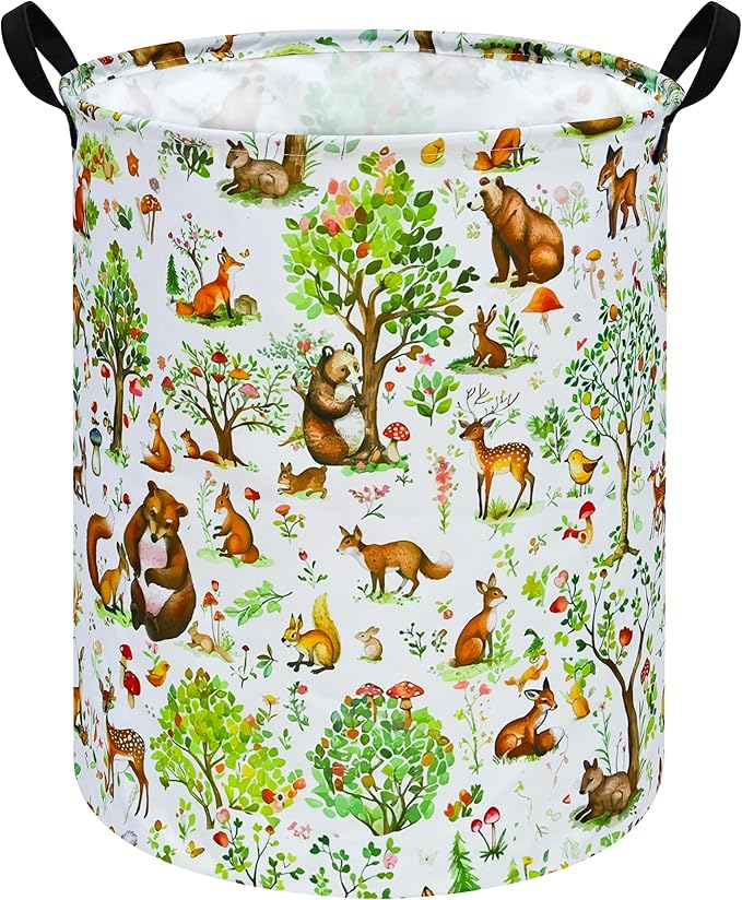 Tree Print Round Laundry Hamper Storage Basket Bins Clothes Nursery Hamper for Home, Gift Storage Bins with Handles