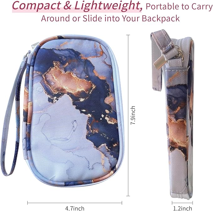 Electronics Organizer Travel Case, Cable Organizer Travel Essentials Tech Pouch,Suitable for Charger, Cable, Phone，Flash Drive,Gray Marble