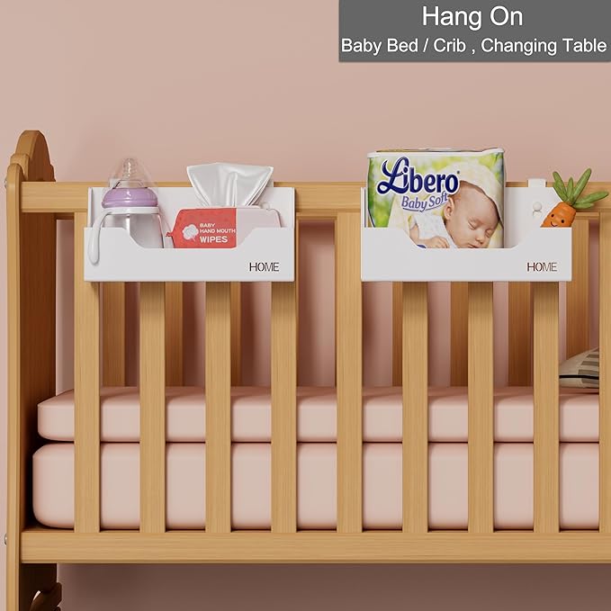 Bedside Caddy Hanging Storage Basket Little Plastic Beside Shelf Hang-on Storage Organizer for Collage Dorm Bunk Bed,Changing Table - Bedroom Essentials for Phone,Mini Speaker,Tissues (Black)