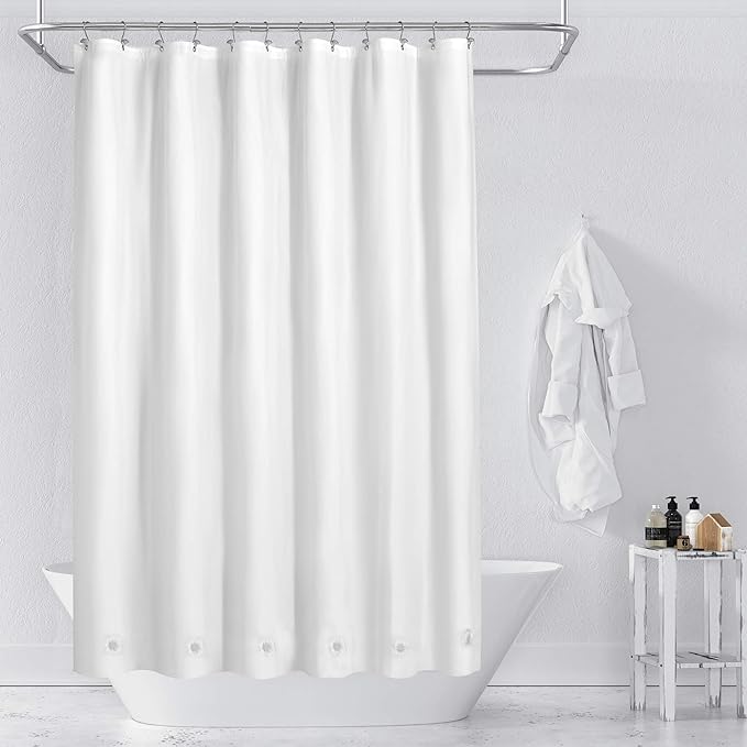Barossa Design White Shower Curtain Liner with 6 Magnets - Waterproof PEVA Shower Liner for Bath Tub, 72" x 72" Standard Size, PVC Free & Metal Grommets - White, 72x72 (Pack of 2)