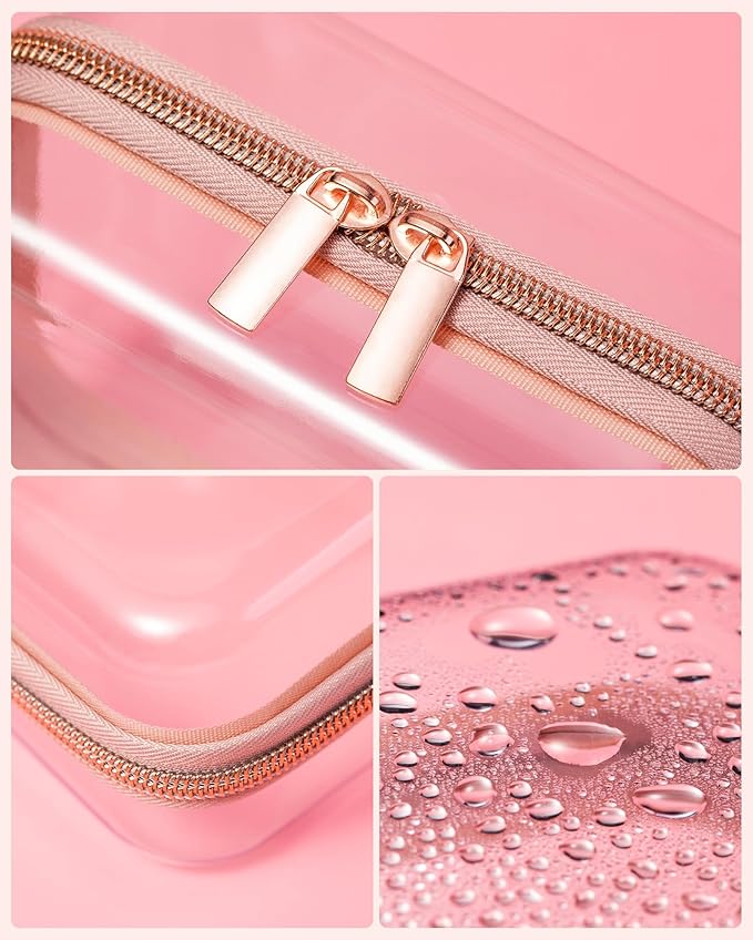 Travel Containers for Toiletries 4 Pack, Clear Hard Zipper Case, TSA Approved Travel Size Toiletries, With Clear Bag Leak Proof Silicone Jars, Cream Jars Carrying Small Items