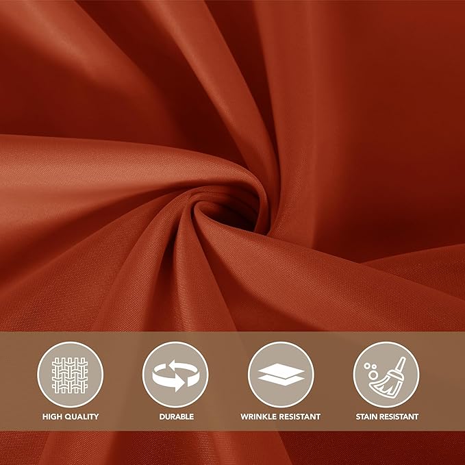sancua Thanksgiving Round Tablecloth 108 Inch Diameter, 8 Pack Rust Circle Polyester Fabric Fall Table Cloth for Holiday Party Reception, Washable Table Cover Burnt Orange (Fit 42-96 Inch Tables)
