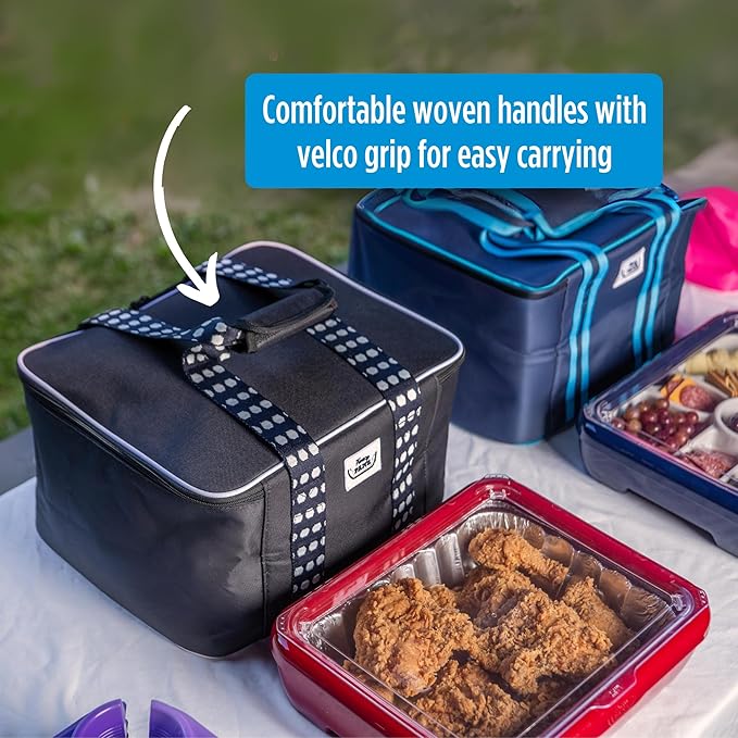 Fancy Panz - Navy Blue Insulated Casserole Carrier Bag - Insulated Thermal Bags for Hot & Cold Food Holds 2 Standard Size Fancy Panz - 2 Pockets - Food Container - Hosting Essentials