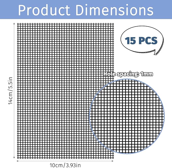 15Pcs Mesh Cleaning Screens for Toilets Flexible Scrubbing Pads Bowl Screens 5.5" x 4" Toilet Ring Remover Mesh Pads for Bowls Griddle Household Stain Calcium Deposits Remove Grills Carbon Rust Scale