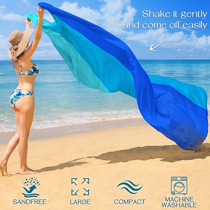BYDOLL Beach Blanket 78''X81'' Waterproof Sandproof Suits1-4 Adults Oversized Lightweight Large Blanket Picnic Mat for Beach Sand Free Travel Camping Hiking Picnic
