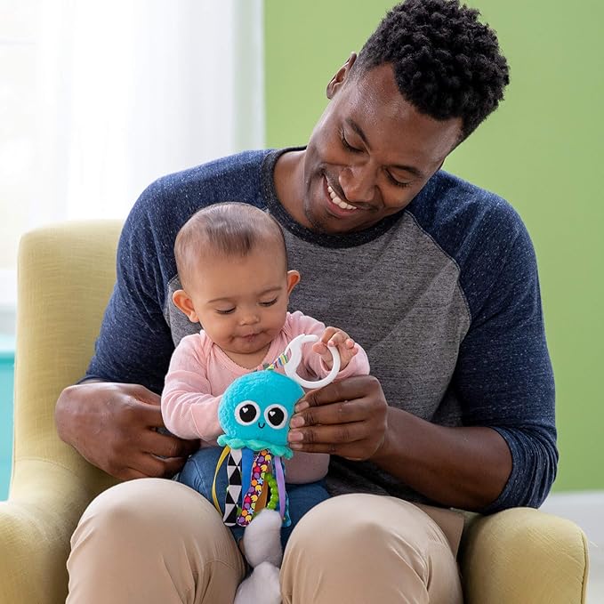 Lamaze Clip On Car Seat and Stroller Toy - Sprinkles The Jellyfish - Tactile Travel Toys for Sensory Development - Baby Sensory Toys - Ages 0 Months and Up