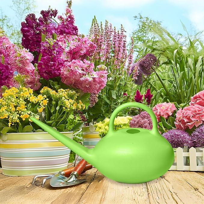 ZXJ Small Plastic Watering Can - 1/4 Gallon - for Home Plant Garden - Green
