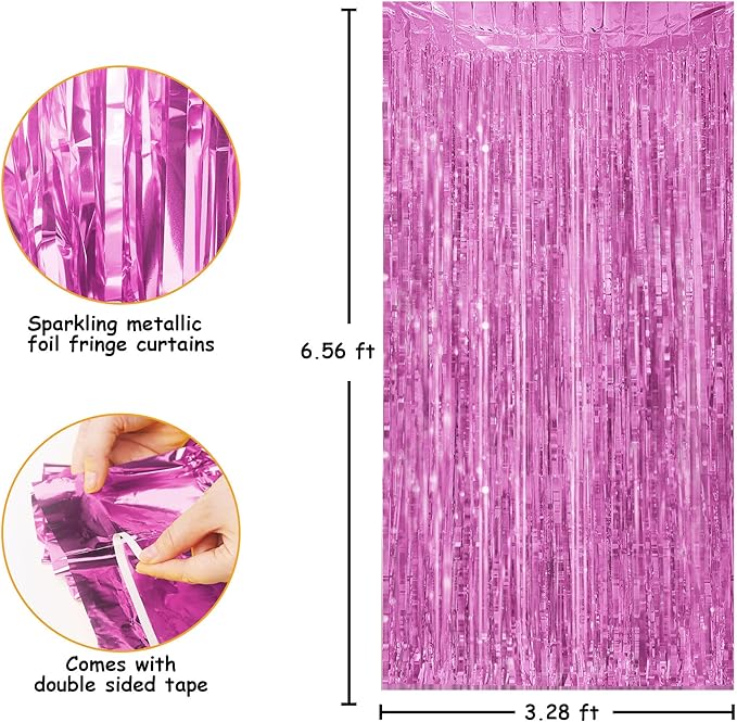 Streamer Party Decorations - 3.28 ft x 6.56 ft Metallic Foil Fringe Curtains Party Streamer Photo Backdrop for Birthday, Wedding, Baby Shower & Holiday Decor