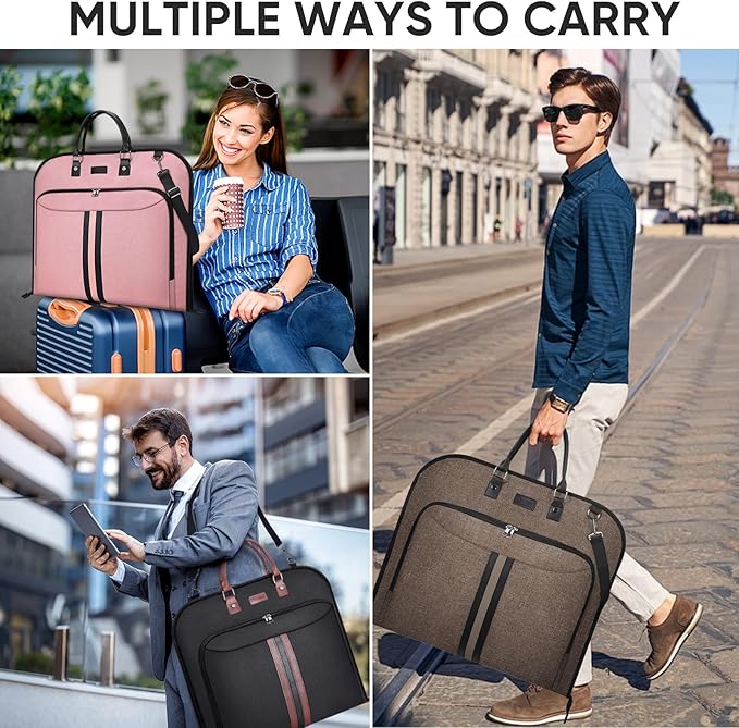 BALEINE Travel Garment Bag, Travel Suit Bag for Men, 42'' Waterproof Carry on Garment Bag for Hanging Clothes, Garment Duffel Bag for Travel Business (Black)