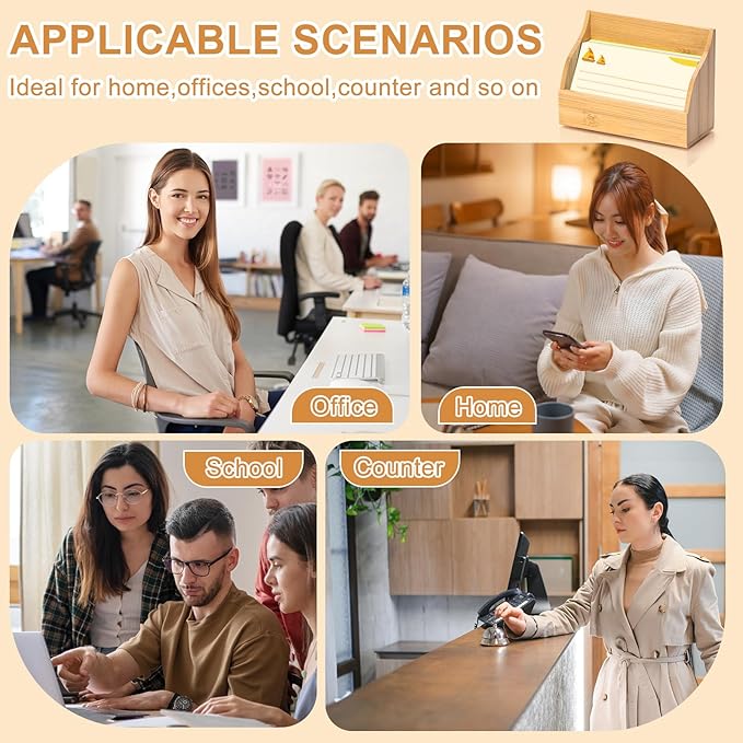 2 PCS 4x6 Inch Wood Index Card Holder Index Card Display Stand Notecard Box Business Cards Organizer Post Cards Case for Business Desk Office Home School Capacity 300 Sheets