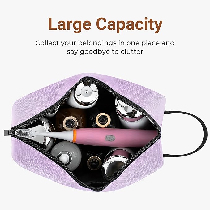 Elviros Travel Toiletry Bag for Women and Men,Lightweight Makeup Bag Hanging Dopp Kit with Shaving Compartment Cosmetic Organizer Small Tool Bag Travel Essentials,Gifts for Women(Lavender Purple)