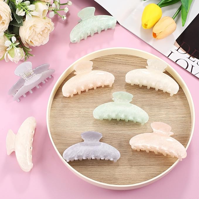 8 Pcs Large Acrylic Hair Claw Clips for Women Non-slip Strong Hold Jaw Clamps for Thick or Thin Hair(Starry Sky,Fresh Color)