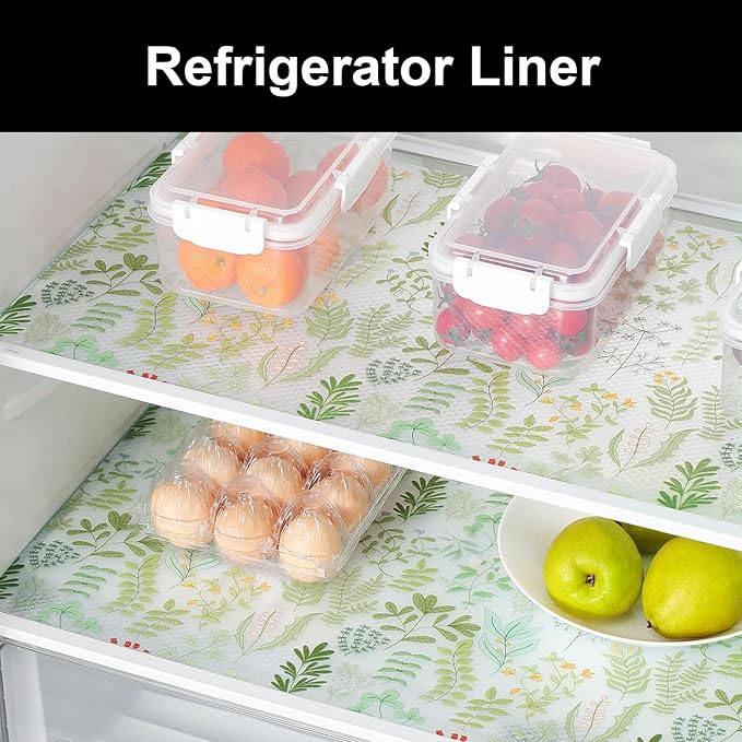 Cooyes Shelf Liners for Kitchen Cabinets Refrigerator Liners Waterproof & Oil-Proof Kitchen Cupboard Liner Drawer Mats EVA Material Non Adhesive Fridge Liner for Shelves（23.6" W x 360" L）