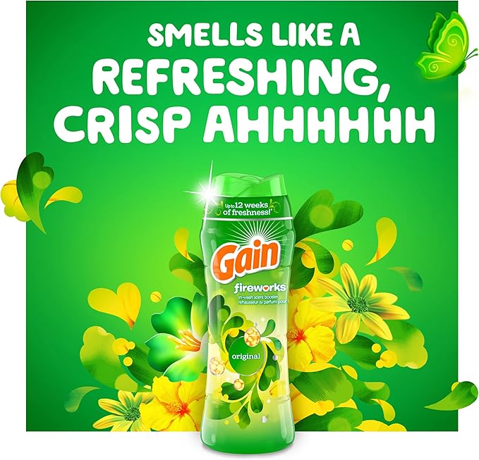 Gain In-Wash Laundry Scent Booster, Original Scent, 30.1 OZ, Fresh Extender + Odor Protection (Pack of 4)