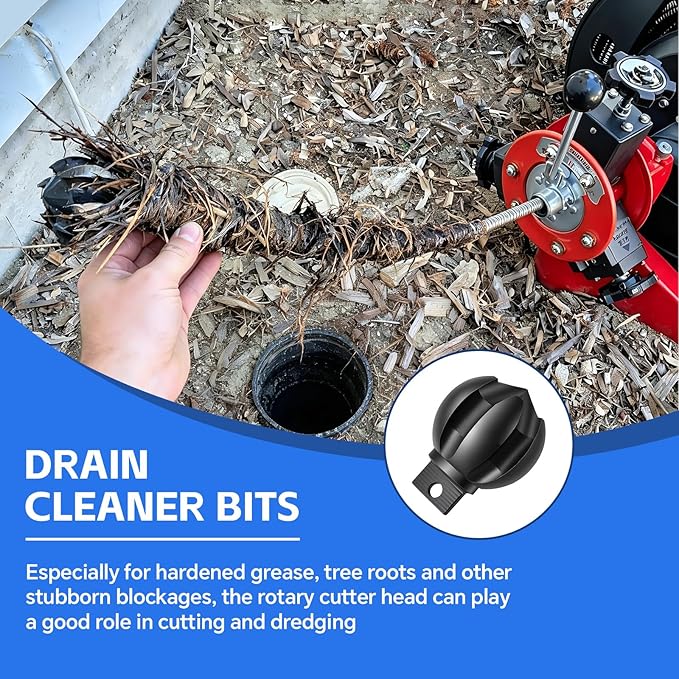 Drain Snake Drill Attachment, Multi-Functional Spherical Cutter 2 Inch Diameter, Fits 3 to 6 Inch Pipes for Clears Scale, Tree Roots, Compatible with 50/75/100FT Sewer Snake Machines