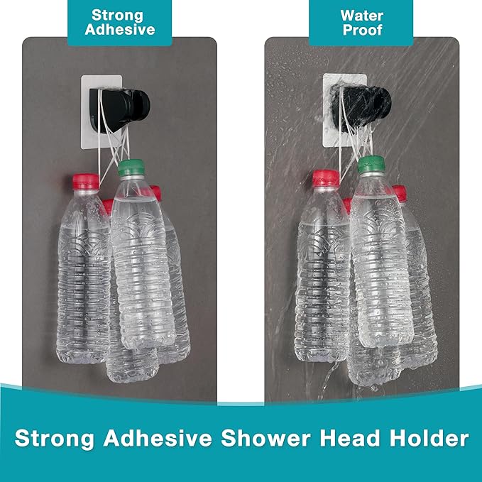 GwernKB Handheld Shower Head with on off Switch&Built-in Power Spray,7-Setting High Pressure Spray Shower Wand with 79in Long Hose&Bracket and Extra Adhesive Shower Holder for Lower Mount,Black