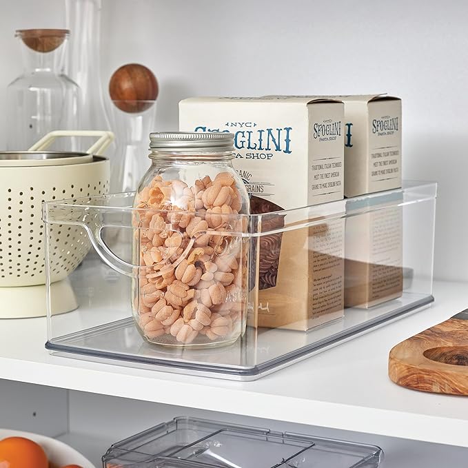 iDesign Stackable Clear Plastic Extra Long Storage Bin, Organizer for Kitchen Cabinet or Pantry