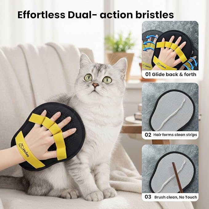 Pet Hair Removal Glove with Comb, Reusable Electrostatic Five-Finger Pet Hair Remover for Dogs & Cats, Fur Removal Mitt for Sofa, Carpet, Clothing, Car Seats & Furniture