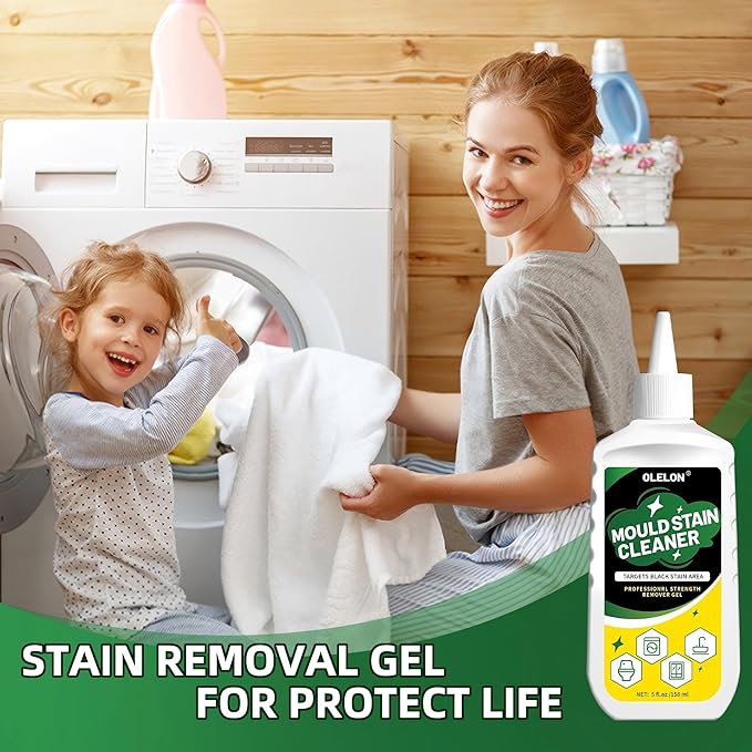 OLELON Mold Stain Remover Gel for Washing Machine Cleaner Front Loader Rubber Grout Cleaner Home Stain Removal Gel for Washer Showers Bathroom and Floor Tile - 300ML