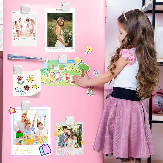 8 Pack Magnetic Clips Heavy Duty, White Magnet Clips for Fridge, Refrigerator Magnets, Strong Magnetic Clip, Scratch Free Magnets with Clip for Whiteboard, Refrigerator, Cruise, Locker