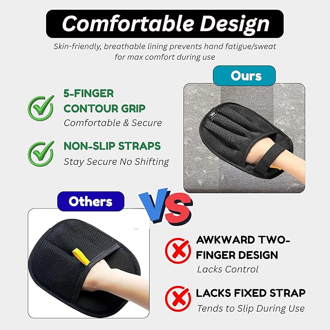 Pet Hair Removal Glove for Cats & Dogs, Five-Finger Electrostatic Reusable Gloves for Removing Fur from Couch, Carpet, Clothing & Car Seats