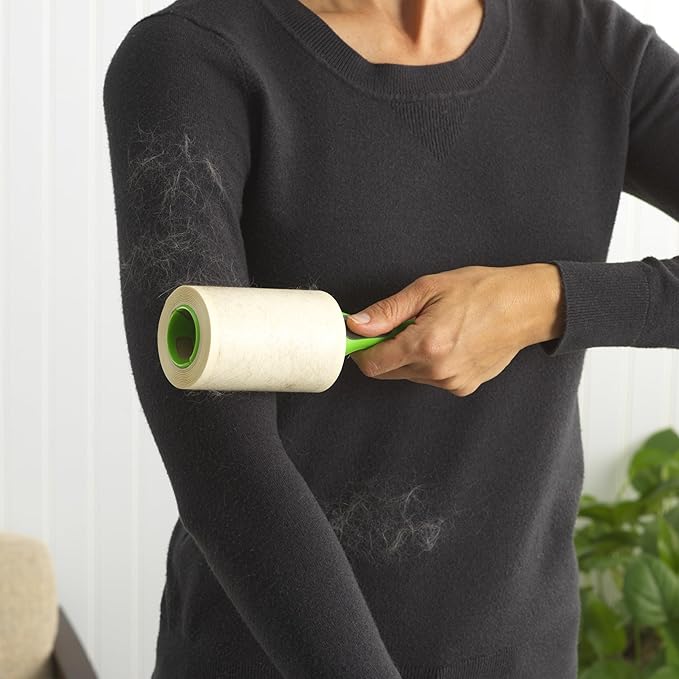 Evercare Pet Hair Lint Rollers All Purpose Use 100 Easy-Tear Sheets Per Roll Reusable Sticky Roller Pets Cat & Dog Hair Remover Contoured Handle for Furniture Clothing & Cars, Set of 2, Green