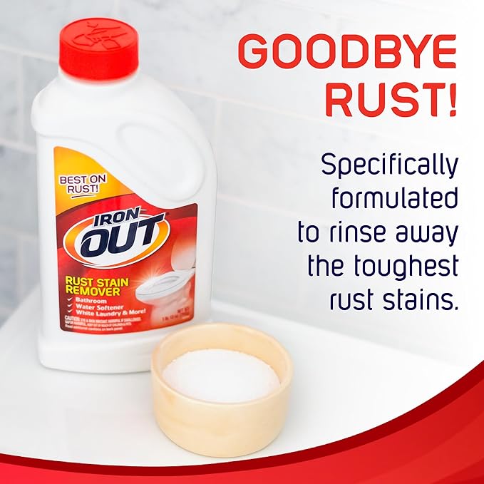 Iron OUT Rust Stain Remover Powder, Remove Rust Stains in Bathrooms, Kitchens, Appliances, Laundry, and Outdoors, 4.75 Pound Bottle 3-Pack