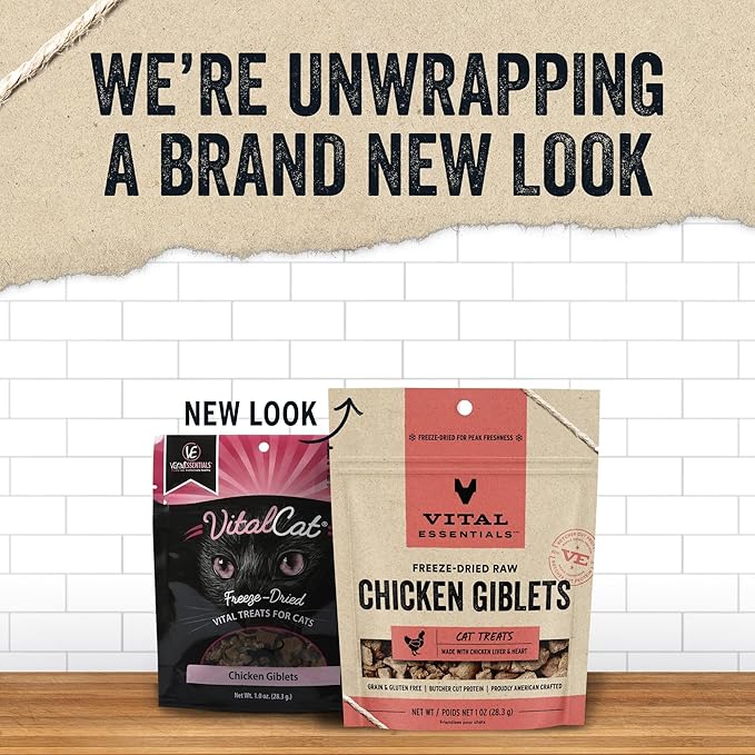 Vital Essentials Freeze Dried Raw Cat Treats | Chicken Giblets | 1 oz | Pack of 2