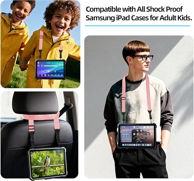 Adjustable Camera Neck Strap: Comfortable iPad Strap Nylon Neck Lanyard for iPad/Samsung Tablet Case, Camera Binocular Crossbody Laptop Luggage Bag (Light Pink)