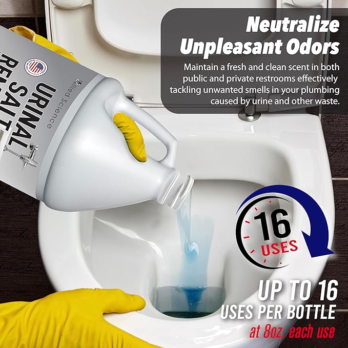 Allied Science Urinal Salt Remover - Uric Acid Salts Scale Remover Unclogs Urinals and Removes Uric Acid Odors - 1 Gallon / 128 fl oz