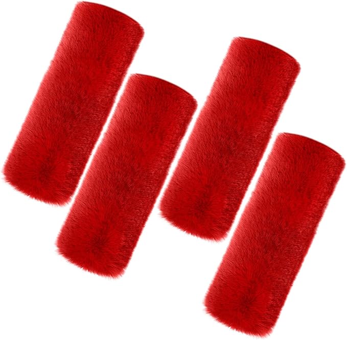Boao 4 Pack Faux Sheepskin Car Seat Belt Pads Seatbelt Protector Soft Seat Belt Shoulder Strap Cover Comfort Harness Pad(Wine Red, 9.9 Inch)
