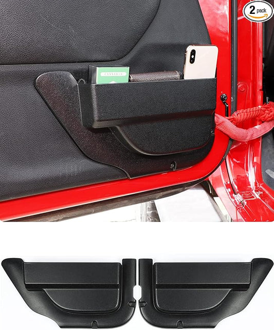 Savadicar DP4 Front Door Storage Pockets Without Cup Holder, Side Insert Box Organizer for 2011-2018 Jeep Wrangler JK JKU 2/4 Door, Interior Expansion Accessories, Patented Design, Black, 2 PCS