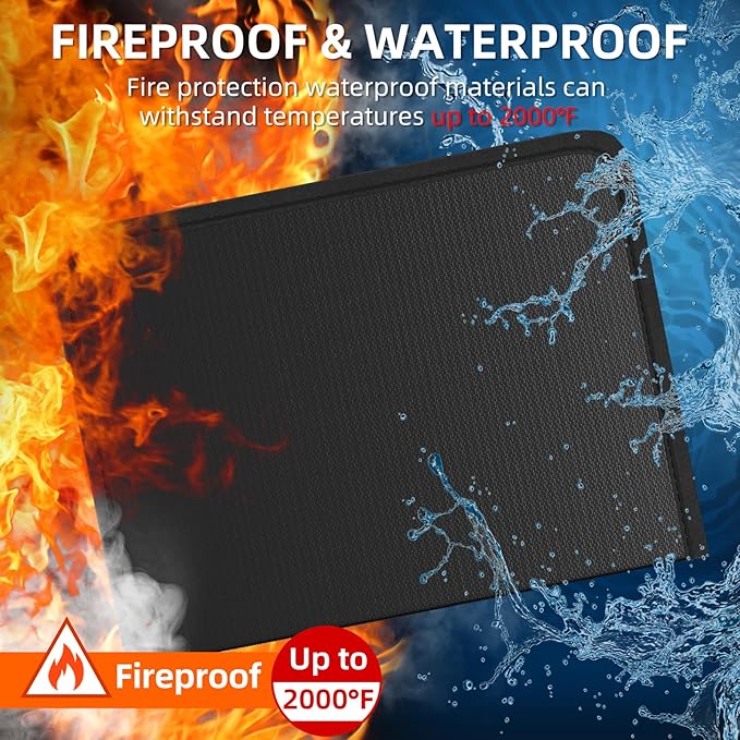 Fireproof Accordion File Organizer, Portable Expanding File Folder with Waterproof Zipper&Labels, Black Document Organizer with 13 Pockets, File Organizer for Important Document/Paper Storage