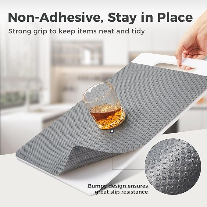 ALIUNI 100% EVA Shelf Liner for Kitchen Cabinet, 24" x 240" Drawer Liners Non Adhesive Non Slip Waterproof Plastic Paper, Dresser Pantry Bathroom Refrigerator Protector, Grey