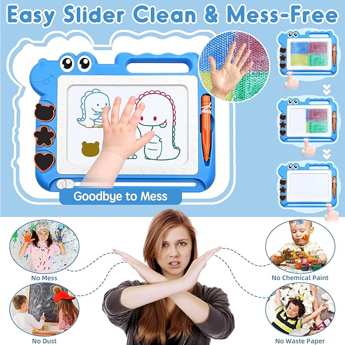 AiTuiTui Magnetic Drawing Board Toddler Toys Gift for Girls Boys, Color Sketch Writing Scribble Doodle Pad Travel Games, Educational Learning Kids Toys for Birthday Christmas Stocking Stuffers (Blue)