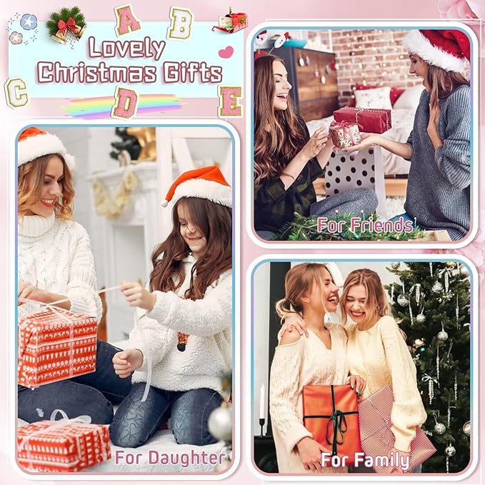 TOPEAST Christmas Gifts - Stocking Stuffers for Tween Girls Kids, Initial Makeup Bag Skincare Bag Toiletry Pouch (Pink B)